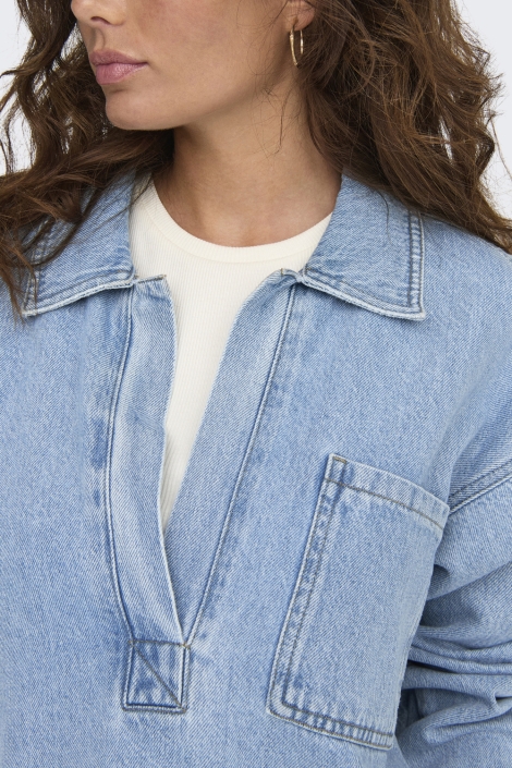 Only onlbirdie l/s polo denim shirt azg